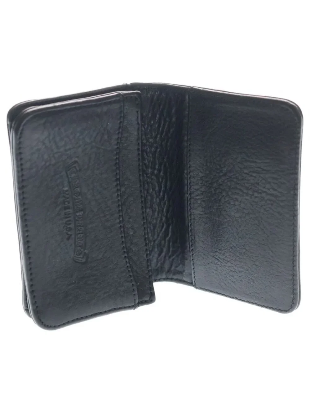 Chrome Hearts Crd Arch Logo Plate 3 Pocket Leather Card Case Black
